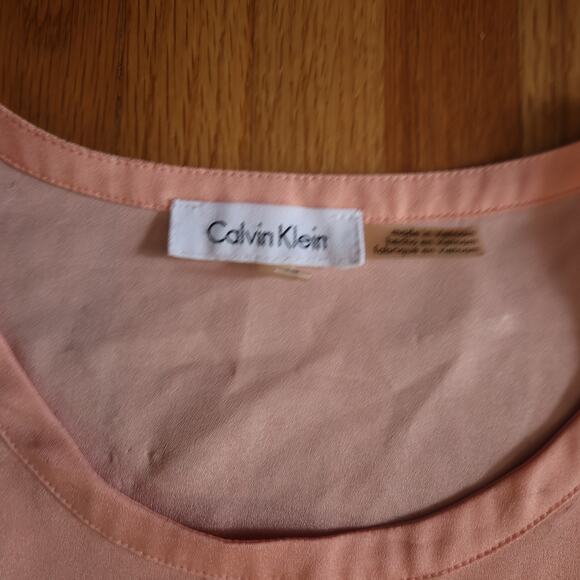 Calvin Klein Peach & Snakeskin Print Bias Blouse Lagenlook Soft Girl Sz XL - Picture 3 of 9